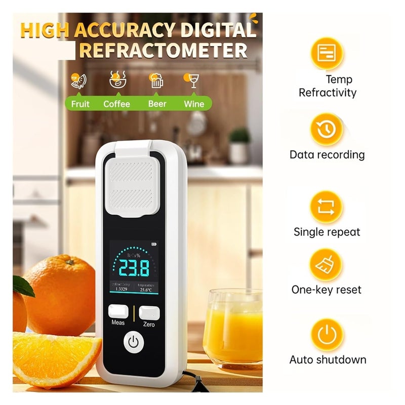 Refractometer， Refractometer, Digital, Portable Meter for Fruit, Coffee, Beer, Wine, Food, Vegetables, 0-32% Range,for Honey, Molasses - Image 4