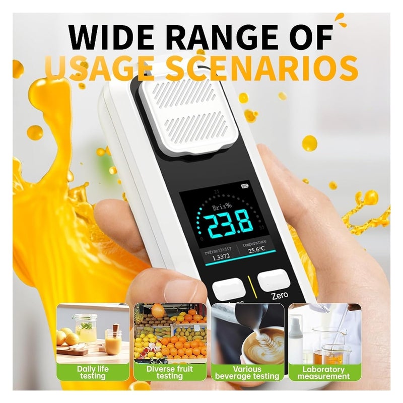 Refractometer， Refractometer, Digital, Portable Meter for Fruit, Coffee, Beer, Wine, Food, Vegetables, 0-32% Range,for Honey, Molasses - Image 5