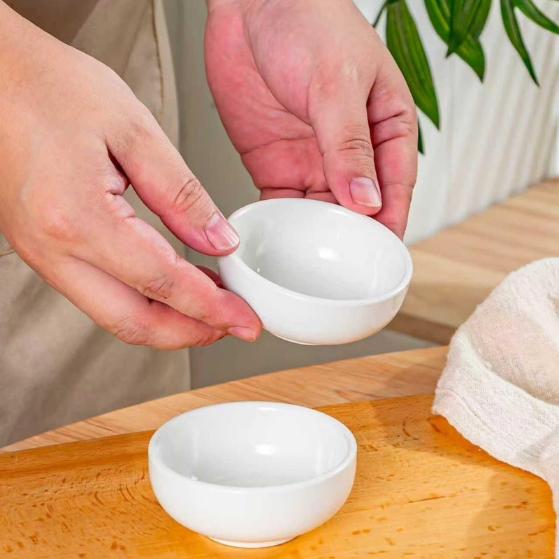 Swuut Ceramic Bowl Sets,2.7 oz Small Candy Sauce Bowls,Cute Dipping Bowls Microwave Safe Ceramic Pinch Snack Deep Serving Bowls For Party,Set of 6(White) - Image 3