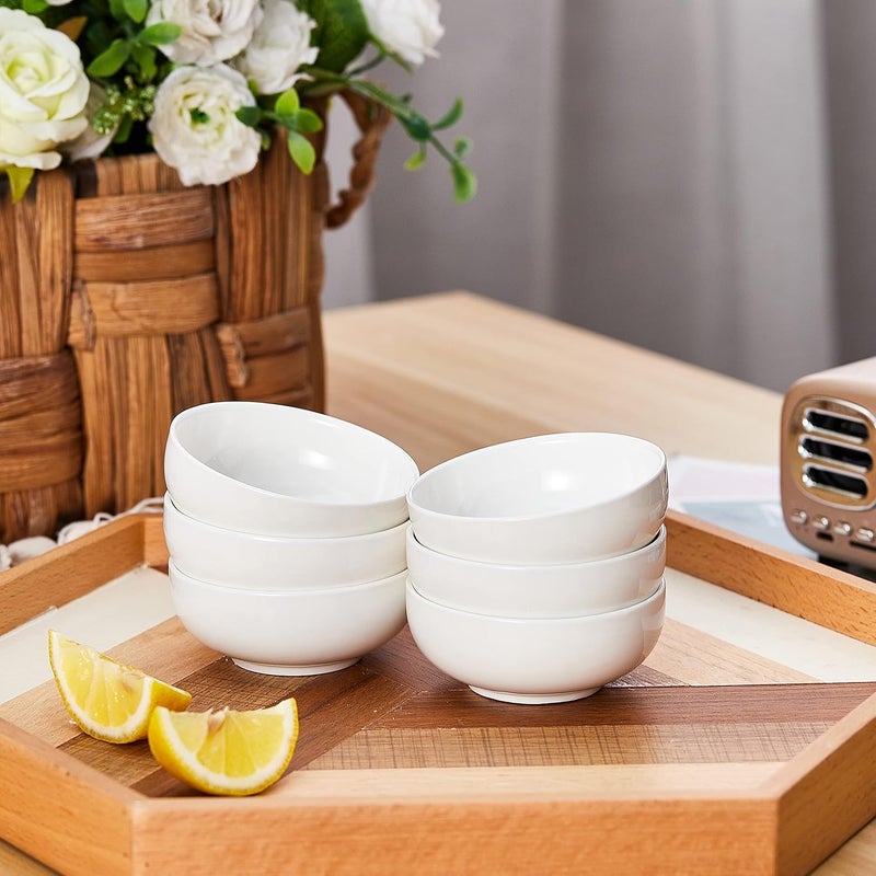 Swuut Ceramic Bowl Sets,2.7 oz Small Candy Sauce Bowls,Cute Dipping Bowls Microwave Safe Ceramic Pinch Snack Deep Serving Bowls For Party,Set of 6(White) - Image 4