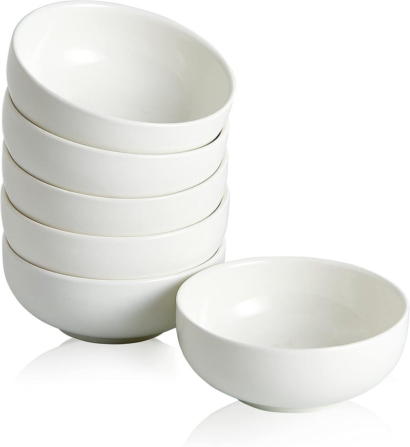 Swuut Ceramic Bowl Sets,2.7 oz Small Candy Sauce Bowls,Cute Dipping Bowls Microwave Safe Ceramic Pinch Snack Deep Serving Bowls For Party,Set of 6(White) - Image 1