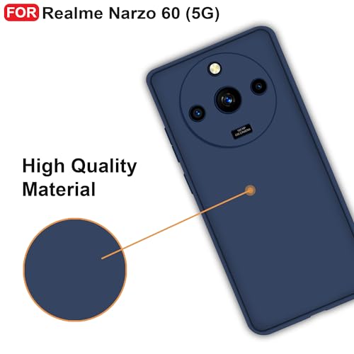 Cedo غطاء خلفي CEDO لهاتف Realme Narzo 60 (5G) | حماية من صدمات الكاميرا وبطانة داخلية من القماش المخملي | غطاء مطاطي ناعم فائق النحافة بمظهر غير لامع (أزرق) - Image 5