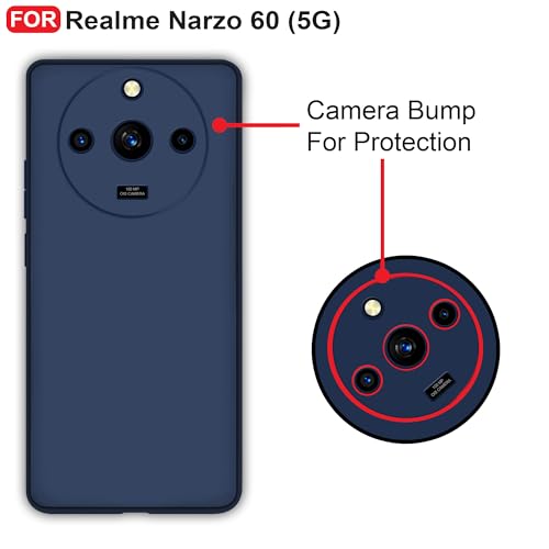 Cedo غطاء خلفي CEDO لهاتف Realme Narzo 60 (5G) | حماية من صدمات الكاميرا وبطانة داخلية من القماش المخملي | غطاء مطاطي ناعم فائق النحافة بمظهر غير لامع (أزرق) - Image 3