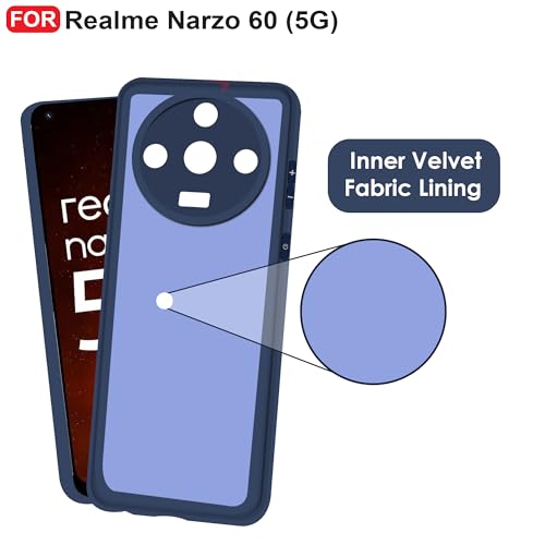 Cedo غطاء خلفي CEDO لهاتف Realme Narzo 60 (5G) | حماية من صدمات الكاميرا وبطانة داخلية من القماش المخملي | غطاء مطاطي ناعم فائق النحافة بمظهر غير لامع (أزرق) - Image 4