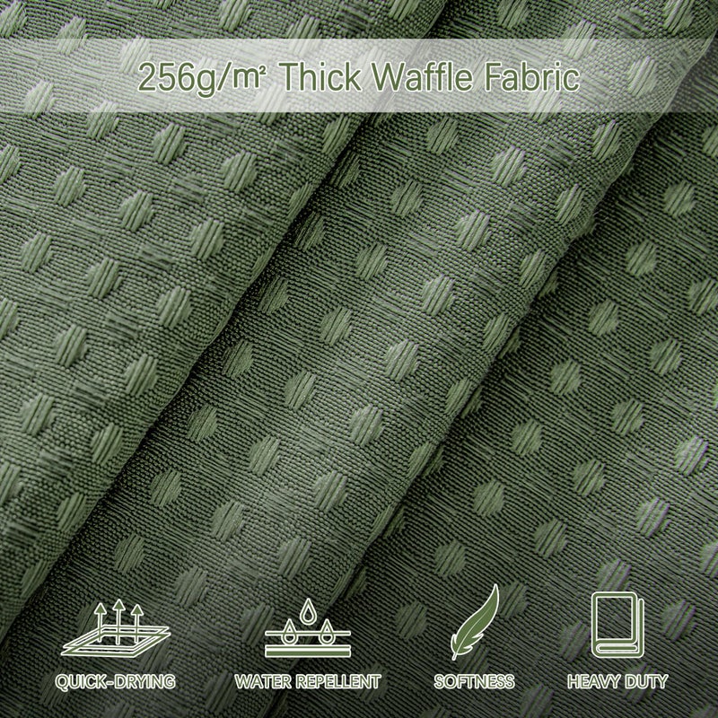 PANGSINNE PANGSINNE Green Stall Shower Curtain Waffle Weave Fabric  Luxury Waterproof Shower Curtains  256GSM Heavy Duty Camper Shower Curtain for Travel Trailers with 6 Metal Hooks  36Wx72H Sage Green - Image 1