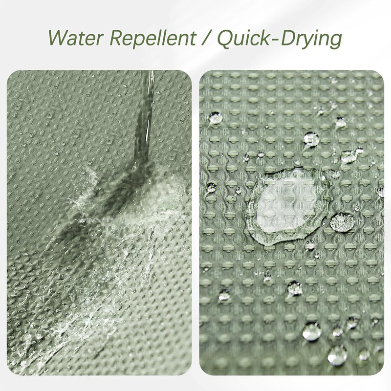 PANGSINNE PANGSINNE Green Stall Shower Curtain Waffle Weave Fabric  Luxury Waterproof Shower Curtains  256GSM Heavy Duty Camper Shower Curtain for Travel Trailers with 6 Metal Hooks  36Wx72H Sage Green - Image 2