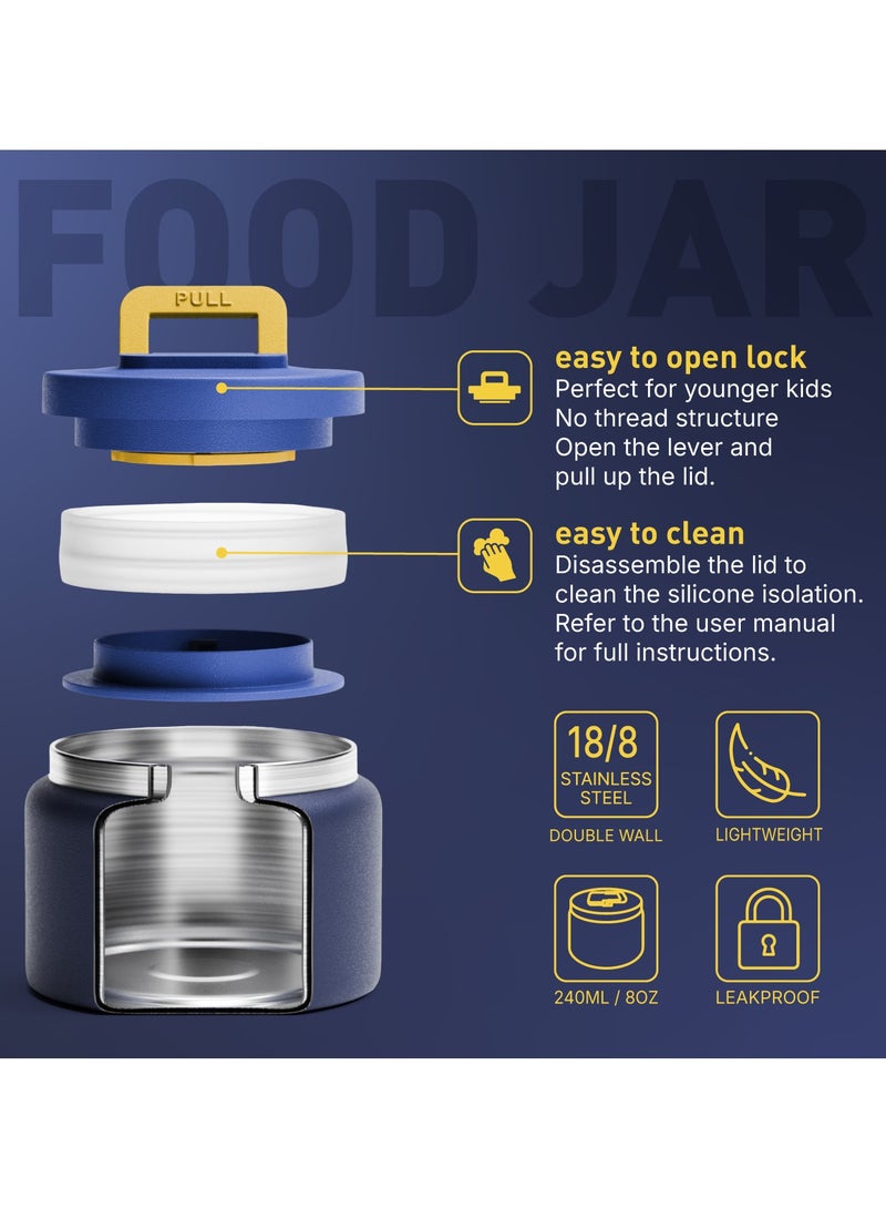 BEOLA Lunch Box for Kids with Food Jar Inside, Multi Compartment Bento Lunch Box with 240ml Food Thermos and Ice Pack, Tiffin Box for Kids with Insulated Steel Jar, Lightweight BPA free (Pixel Play) - Image 4