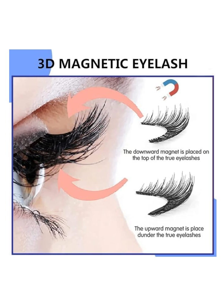 GUDOO Magnetic Eyelashes Reusable Dual Magnetic Lashes without Eyeliner Natural Look Magnetic Eyelashes with Applicator False Eyelashes No Glue Magnetic Lashes (Black UU06) - Image 2