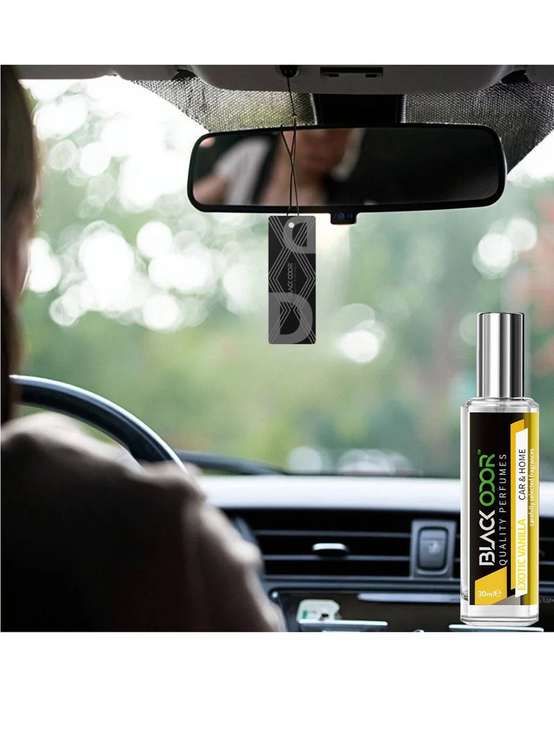 BLACK ODOR Exotic Vanilla Car & Home Perfume Spray 30ml BO-34 – Long Lasting Air Freshener with Hanging Tag, 100% Natural Essential Oils, Alcohol Free, Eco Friendly, for Car, SUV, Sedan, Living Room, Office & Gym - Image 3