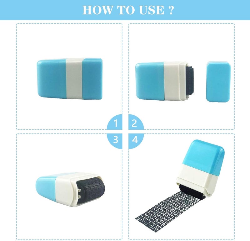 CHORONMO Store 2Pcs Identity Protection Roller Stamps Identity Prevention Theft Stamp Wide Rolling Security Stamp for Privacy Protection, ID Blockout and Address Blocker (Yellow and Blue) - Image 3