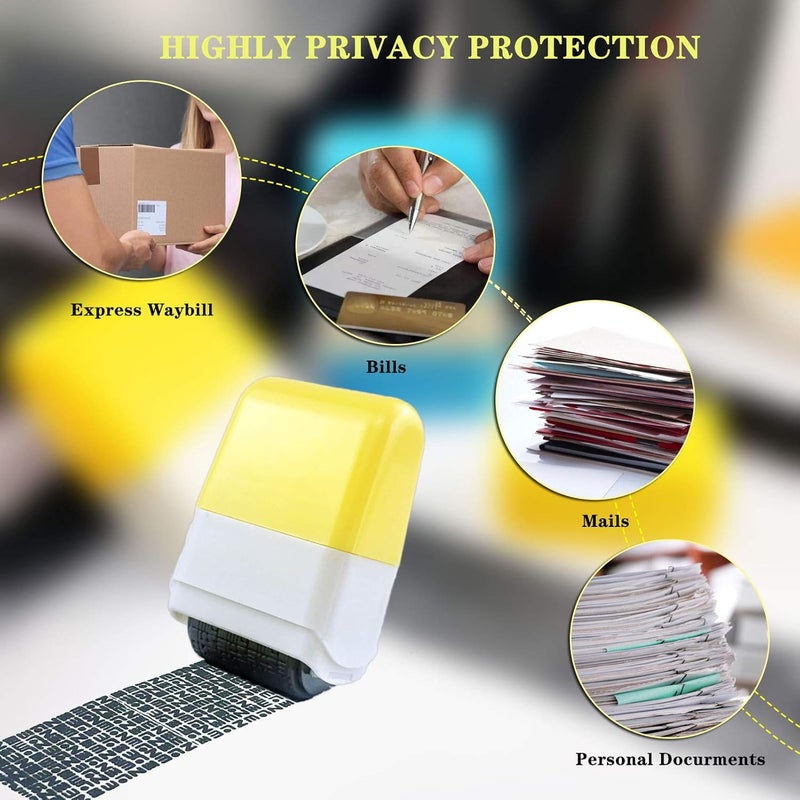 CHORONMO Store 2Pcs Identity Protection Roller Stamps Identity Prevention Theft Stamp Wide Rolling Security Stamp for Privacy Protection, ID Blockout and Address Blocker (Yellow and Blue) - Image 5