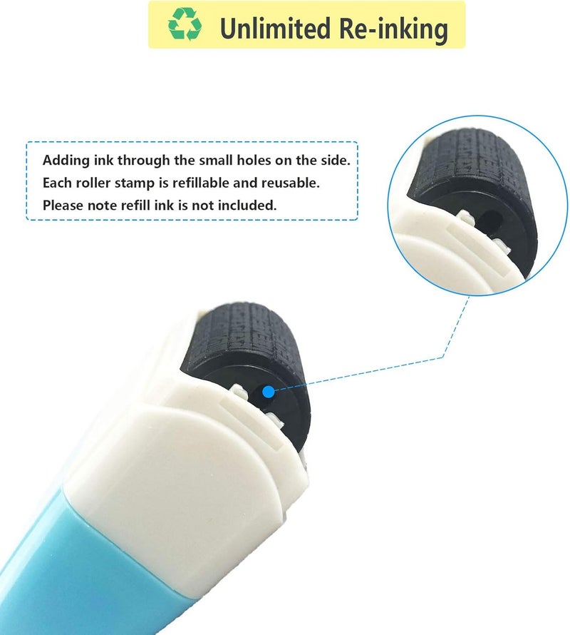 CHORONMO Store 2Pcs Identity Protection Roller Stamps Identity Prevention Theft Stamp Wide Rolling Security Stamp for Privacy Protection, ID Blockout and Address Blocker (Yellow and Blue) - Image 4