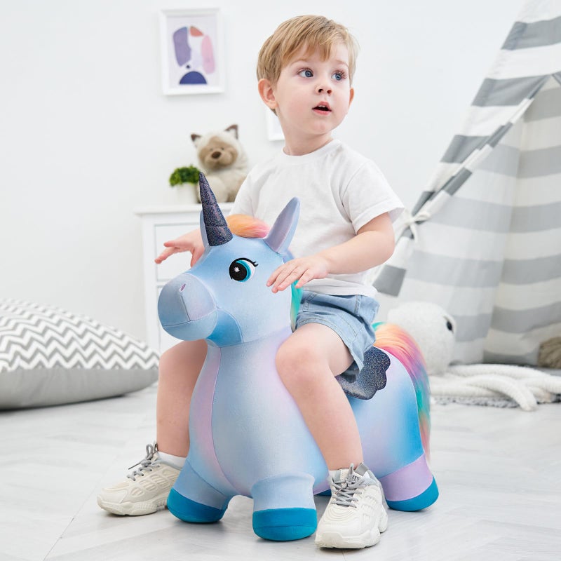 EVERICH TOY Unicorn Bouncy Horses Inflatable Plush Hopping Toy Bouncing Hopper Animals for Toddlers Outdoor  Indoor Christmas Toys for Boys Girls Gril Toys Gifts for 13 WFree Pump - Image 3