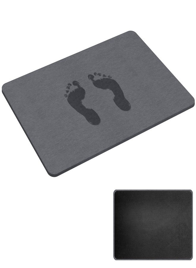 THMINS Dark Gray Stone Bath Mat with Rubber Bottom, 24''x16'' Diatomaceous Earth Shower Mat, Non Slip, Super Absorbent, Self-Quick-Drying, Easy to Clean for Bathroom/Ktichen - Image 5