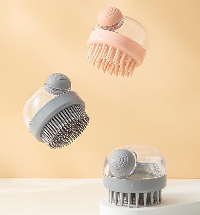 MVM Enterprise Hair Scalp Massager Shower Scrubber with Shower Gel Dispenser Function Exfoliator Shampoo Brush with Silicone Bristles Body Wash Soap Dispenser Soft Bristles - Image 5