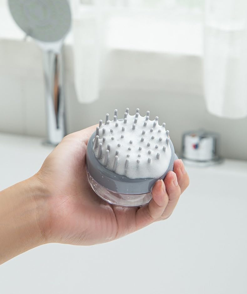 MVM Enterprise Hair Scalp Massager Shower Scrubber with Shower Gel Dispenser Function Exfoliator Shampoo Brush with Silicone Bristles Body Wash Soap Dispenser Soft Bristles - Image 4