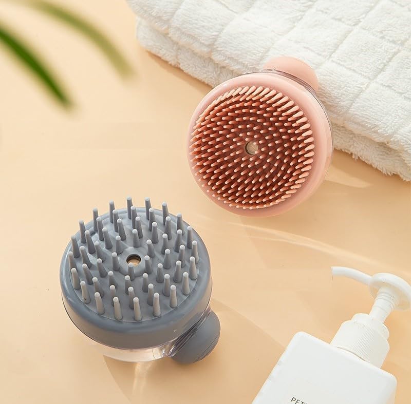 MVM Enterprise Hair Scalp Massager Shower Scrubber with Shower Gel Dispenser Function Exfoliator Shampoo Brush with Silicone Bristles Body Wash Soap Dispenser Soft Bristles - Image 3