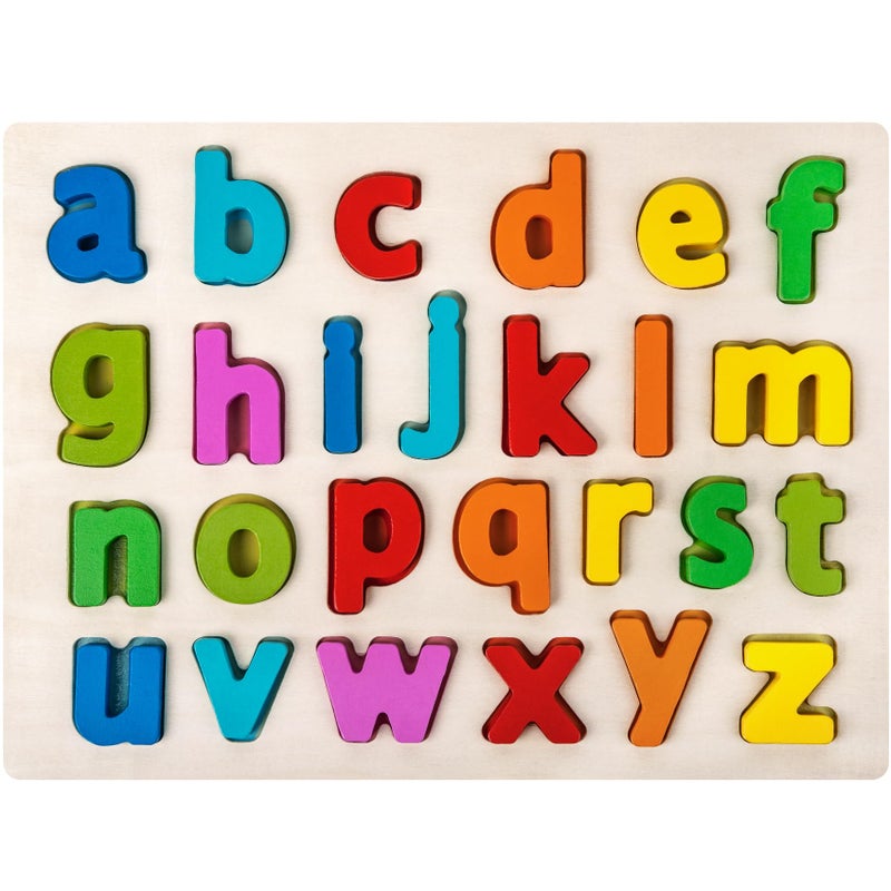 Attmu Alphabet Puzzle Wooden Puzzles for Toddlers ABC Puzzle Shape Alphabet Learning Puzzles Toys with Puzzle Board Letter Blocks for Preschool Girls Boys Lowercase Letter Puzzle - Image 3