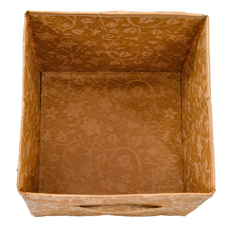 Kuber Industries Metalic Floral Print Non Woven Fabric 5Drawer Storage and Cloth Organizer Unit for Closet BeigeKUBMART1763 Standard - Image 5