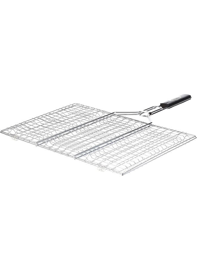 GO2CAMPS GO2CAMPS BBQ Grill with Wooden Handle Large | Alsaqer BBQ Grill Net With Wooden Handle | Barbecue Grill Tool for Burger, Meat, Fish, Vegetable, Steak Meat Shrimps for Camping and Picnic Trips  - Image 1