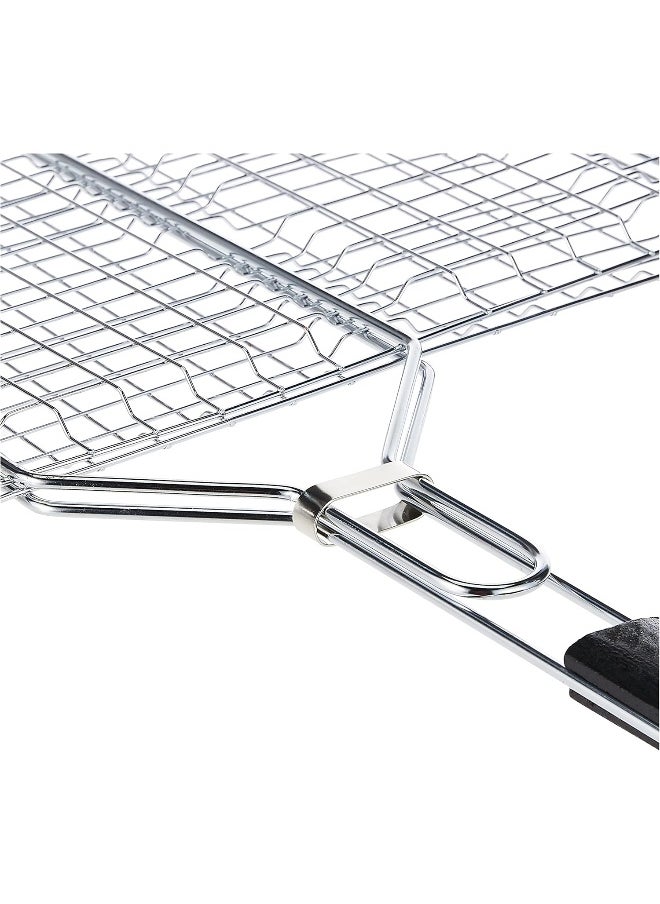GO2CAMPS GO2CAMPS BBQ Grill with Wooden Handle Large | Alsaqer BBQ Grill Net With Wooden Handle | Barbecue Grill Tool for Burger, Meat, Fish, Vegetable, Steak Meat Shrimps for Camping and Picnic Trips  - Image 4