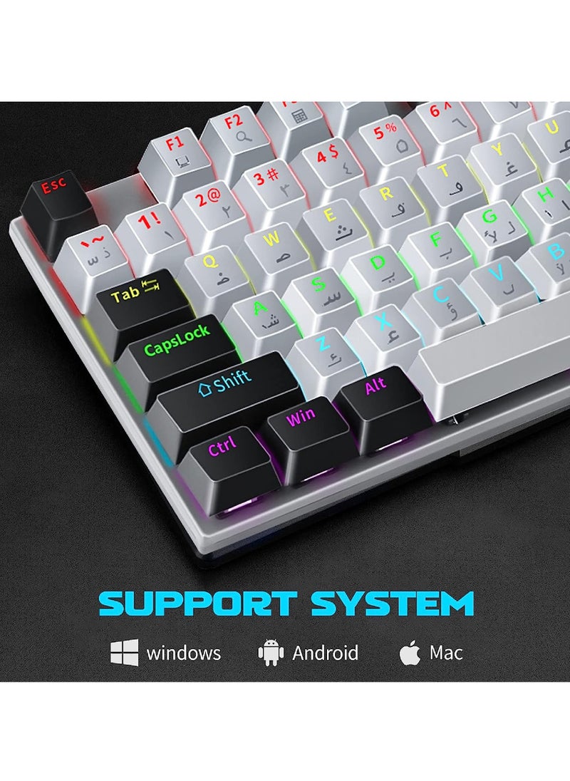 Arabic English Mechanical Gaming Keyboard with RGB LED Backlit 104 Keys USB Interface E-sport Waterproof Wired Keyboard for Windows/MacOS/Android PC Gamers