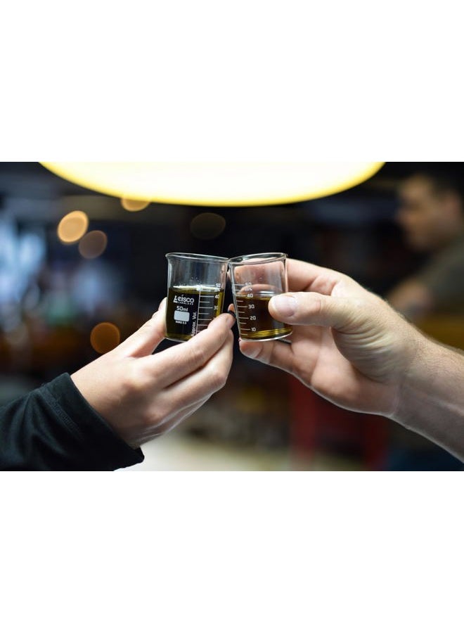 EISCO 4PK Lab Beaker Shot Glasses, 1.6oz / 50mL - Borosilicate Glass - Chemistry Shot Glasses, Chemistry Gifts Labs - Image 2