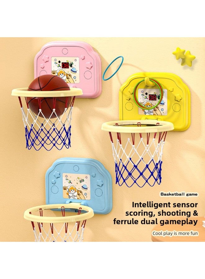 Children's Hanging Basketball Board Indoor And Outdoor Punch-Free Foldable Scoring Shooting Rings Kindergarten Basketball Toys-Color:[scoring Ring Version] Yellow Space Cat (free Basketball + 3 Rings + Pump + Suction Cup)-Diameter:3 Basketballs  - Image 2