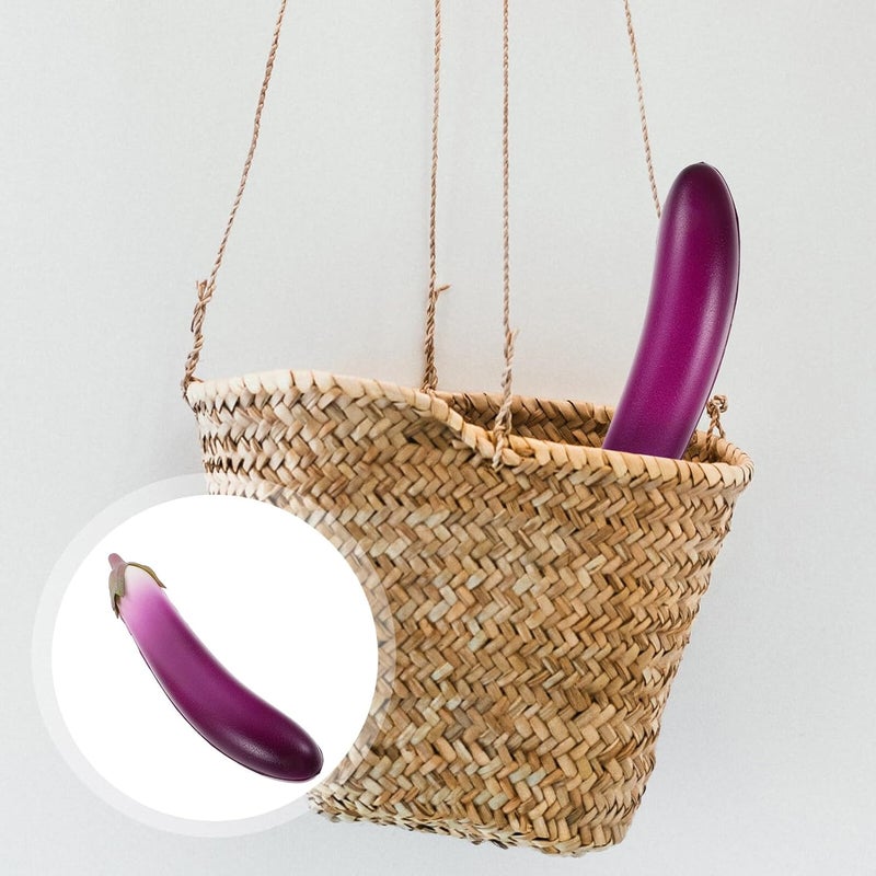 Ciieeo Artificial Eggplant Prop and Simulation Vegetable Ornament, 2 Pieces Pu Material, Realistic Faux Eggplant Model for Home Kitchen Décor and Photography Display - Image 5