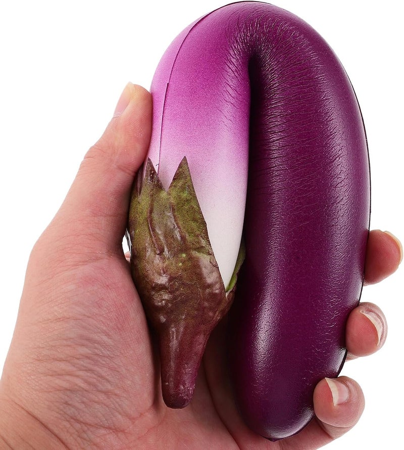 Ciieeo Artificial Eggplant Prop and Simulation Vegetable Ornament, 2 Pieces Pu Material, Realistic Faux Eggplant Model for Home Kitchen Décor and Photography Display - Image 4