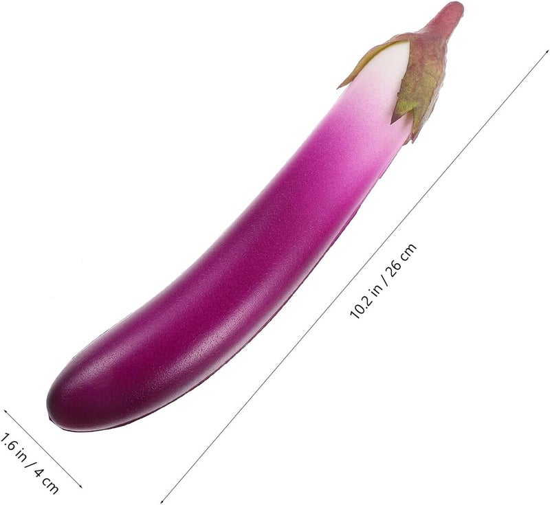 Ciieeo Artificial Eggplant Prop and Simulation Vegetable Ornament, 2 Pieces Pu Material, Realistic Faux Eggplant Model for Home Kitchen Décor and Photography Display - Image 2