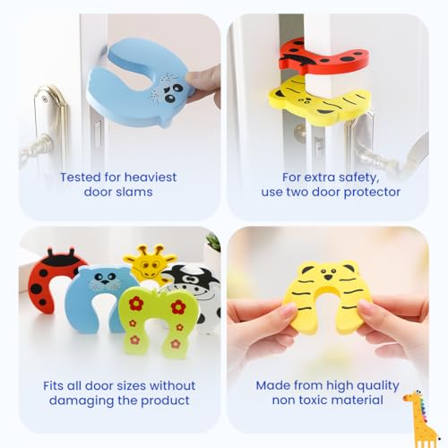 BUMTUM Children Safety Door Pinch Guard| Door Slam Stopper Soft Foam Door Stopper |Prevents Finger Pinch Injuries & Child from Getting Locked in Room (Pack of 1, Multicolour) - Image 3