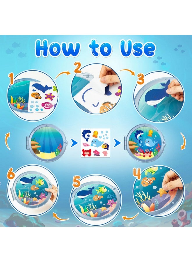 WATINC Sea Animal Scene Sticker Art Craft, Make Your Own Ocean Animals World Under the Sea Scene Stickers, DIY Shark Clown Fish Dolphins Decals, Kids Game for Classroom Activity Party Supplies (12Pcs) - Image 3