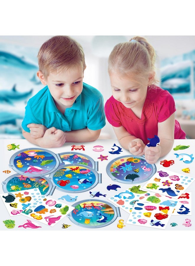 WATINC Sea Animal Scene Sticker Art Craft, Make Your Own Ocean Animals World Under the Sea Scene Stickers, DIY Shark Clown Fish Dolphins Decals, Kids Game for Classroom Activity Party Supplies (12Pcs) - Image 5
