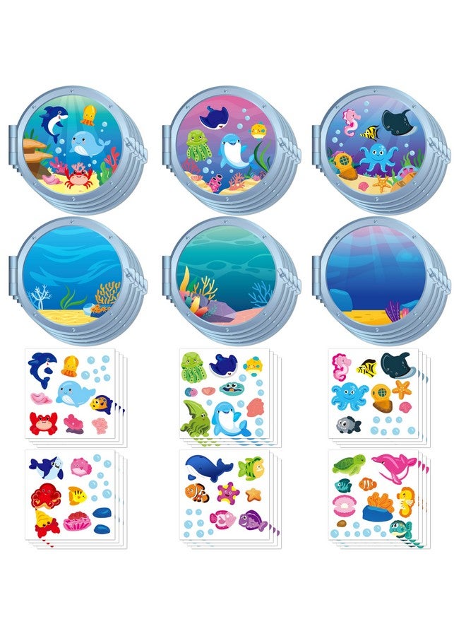 WATINC Sea Animal Scene Sticker Art Craft, Make Your Own Ocean Animals World Under the Sea Scene Stickers, DIY Shark Clown Fish Dolphins Decals, Kids Game for Classroom Activity Party Supplies (12Pcs) - Image 1