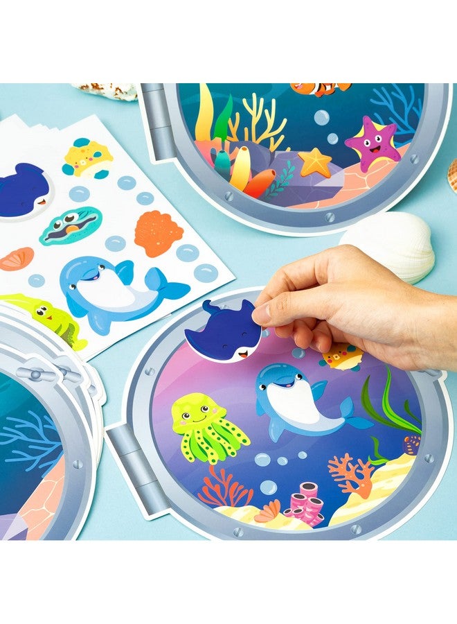 WATINC Sea Animal Scene Sticker Art Craft, Make Your Own Ocean Animals World Under the Sea Scene Stickers, DIY Shark Clown Fish Dolphins Decals, Kids Game for Classroom Activity Party Supplies (12Pcs) - Image 4