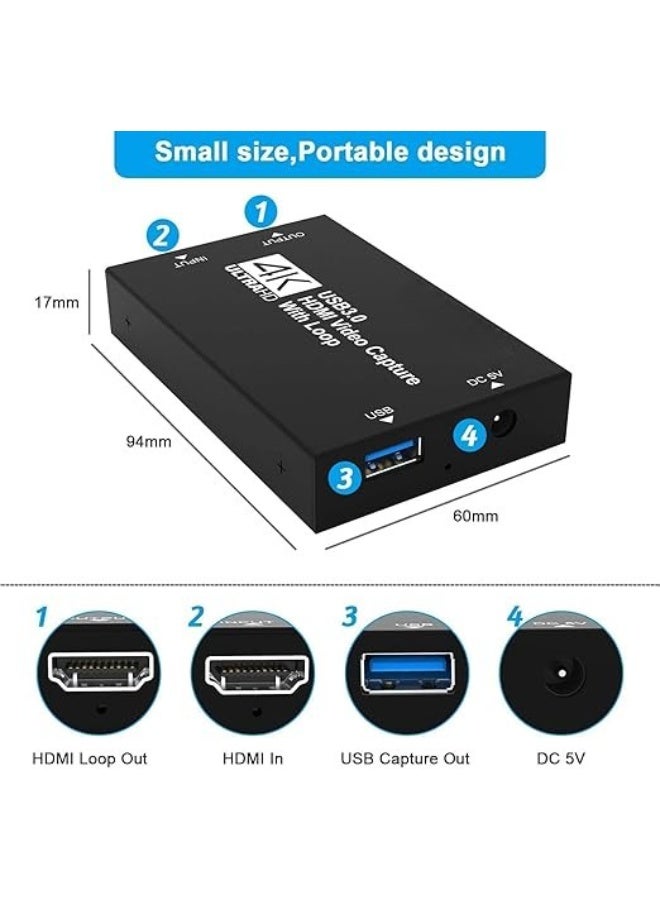 4K HDMI to USB Video Capture Card with USB 3.0, 1080p 60fps Recording for Game Streaming, Compatible with Consoles and Computers - Image 2