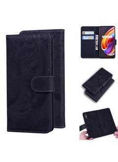 HuHa Case Cover For Realme X7 Pro 5G Tiger Embossing Pattern Horizontal Flip Leather Case with Holder & Card Slots & Wallet Black 