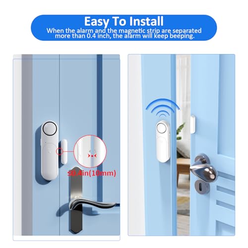 METAK Window and Door Alarm When Opened (5 Pack) for Kids Safety/Home Security, Sliding Front Door Opening Sensor Alarms for Dementia, 120dB Burglar Alert, Ideal for Business, Garage, Apartment,House, White - Image 3