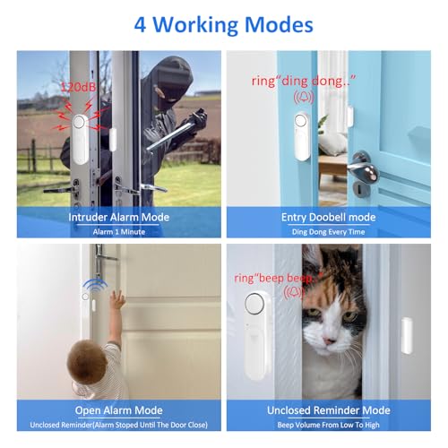 METAK Window and Door Alarm When Opened (5 Pack) for Kids Safety/Home Security, Sliding Front Door Opening Sensor Alarms for Dementia, 120dB Burglar Alert, Ideal for Business, Garage, Apartment,House, White - Image 2