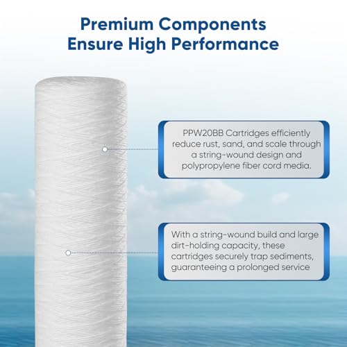 Pure Plus PUREPLUS 5 Micron 4.5" x 20" Whole House String Wound Sediment Filter for Well Water, Replacement Cartridge for Pentair Pentek WP5BB20P/WP25BB20P, Hydronix SWC-45-2005, SpiroPure SP-WP5-20BB, 2Pack - Image 3