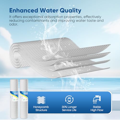 Pure Plus PUREPLUS 5 Micron 4.5" x 20" Whole House String Wound Sediment Filter for Well Water, Replacement Cartridge for Pentair Pentek WP5BB20P/WP25BB20P, Hydronix SWC-45-2005, SpiroPure SP-WP5-20BB, 2Pack - Image 4
