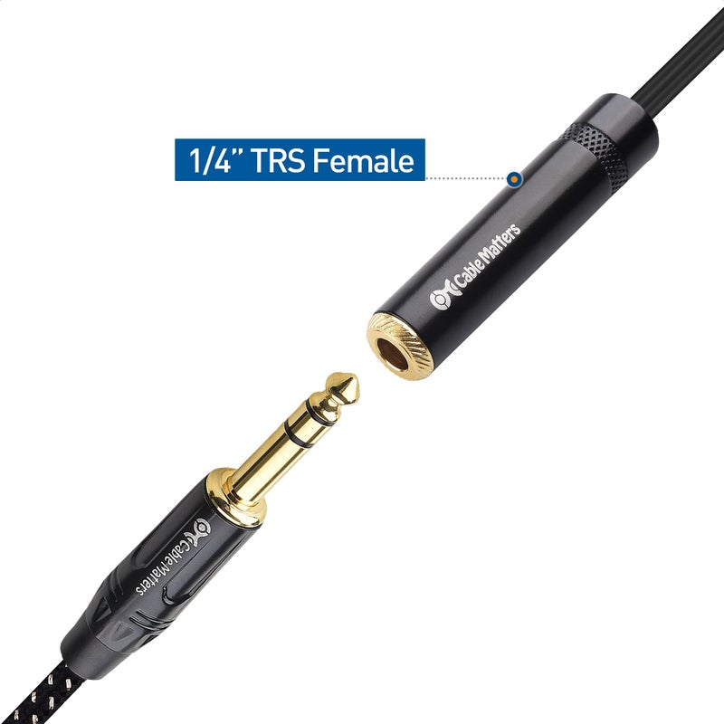 Cable Matters 2-Pack 1/4 TRS to Dual TS Stereo Audio Splitter Cable (Dual 1/4 Inch TS to TRS Female Adapter) in Black - 6 Inches / 0.15 Meters - Image 5