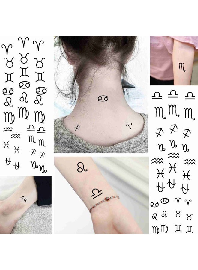8 أوراق وشم مؤقت للرجال والنساء البالغين برج العقرب هدايا حفلات الأبراج كواكب الجسم والوجه سليفرا وشوم مزيفة