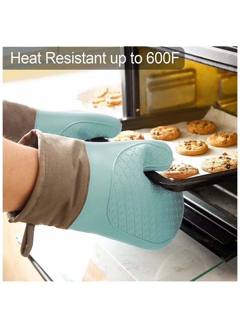 2 Pack Oven Mitts, Heat Resistant Silicone Oven Mittens, Baking Gloves with Soft Lining, Good Grip, Easy Clean, Oven Gloves for Cooking, Grill - Image 5