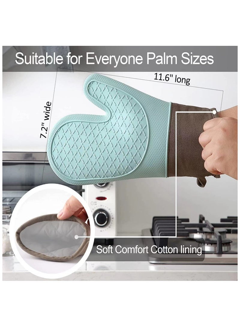 2 Pack Oven Mitts, Heat Resistant Silicone Oven Mittens, Baking Gloves with Soft Lining, Good Grip, Easy Clean, Oven Gloves for Cooking, Grill - Image 2