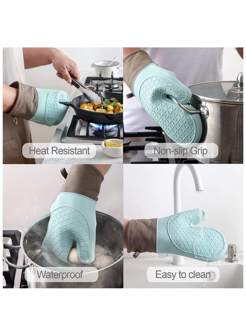 2 Pack Oven Mitts, Heat Resistant Silicone Oven Mittens, Baking Gloves with Soft Lining, Good Grip, Easy Clean, Oven Gloves for Cooking, Grill - Image 4