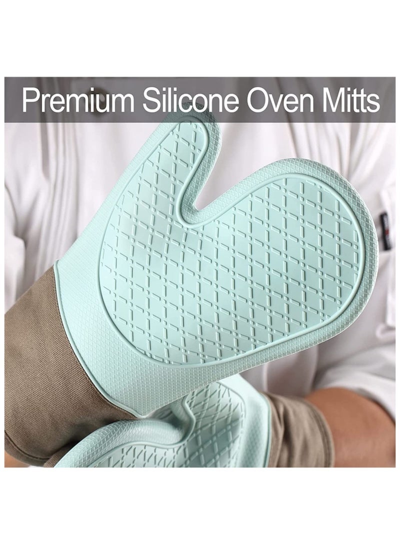 2 Pack Oven Mitts, Heat Resistant Silicone Oven Mittens, Baking Gloves with Soft Lining, Good Grip, Easy Clean, Oven Gloves for Cooking, Grill - Image 3