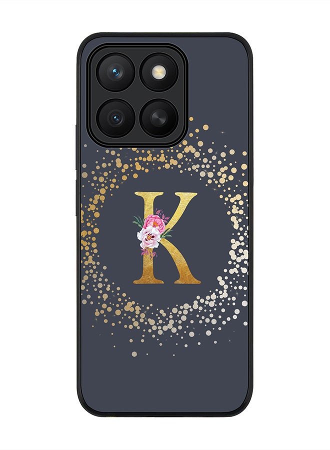 Stylizedd For Honor X8c Case,Slim fit Camera Protection, Shockproof Thin Phone cover  - Custom Monogram Floral - K  (Grey )