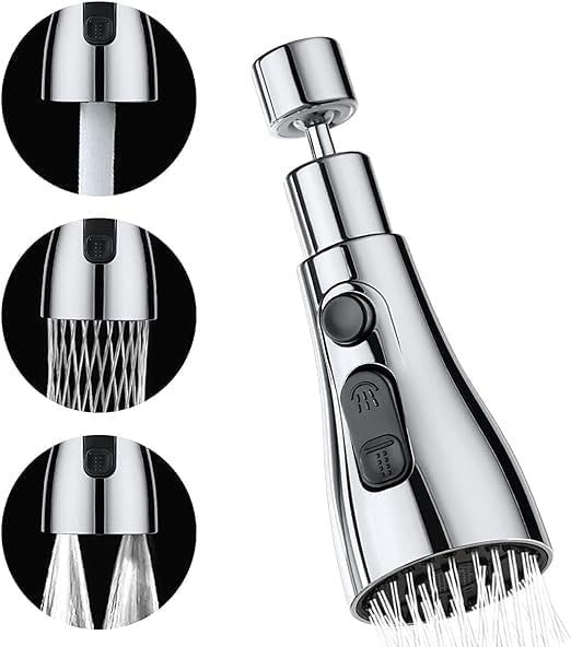 Rexez 360 Degree Movable Faucet Aerator Infinity 3 Mode Faucet Dual Flow Aerator Kitchen Sink Faucet Water Faucet Sprayer and 360° Rotatable Swivel Head - Image 1